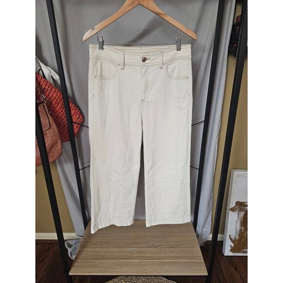 Chico’s Cream Cropped Wide-Leg Denim – Size 10 – High Rise - Picture 1 of 10